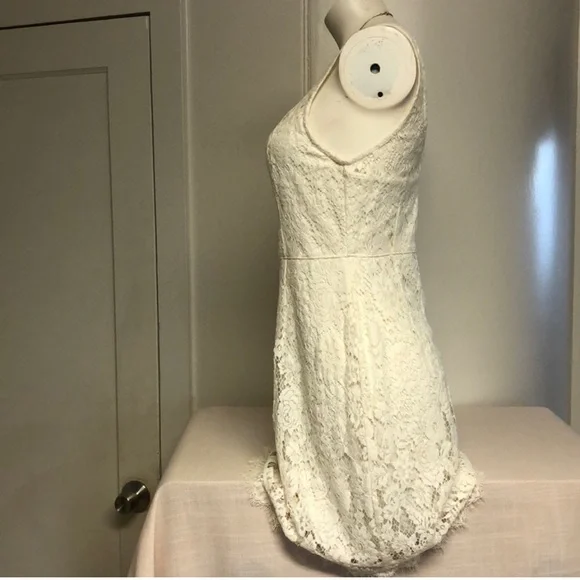 ABERCROMBIE & FITCH Ivory Eyelash Lace Sweetheart Neckline Sleeveless Dress XS - Picture 7 of 13